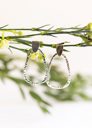 Hammered Oval Earrings | Silver or Gold