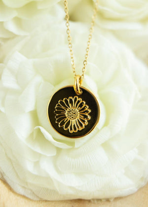 Birth Flower Necklace Gold — Violette Boutique