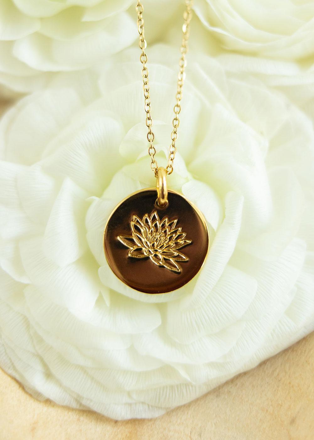 Lotus Flower Heart Necklace | Fast Delivery Crafted in South Africa