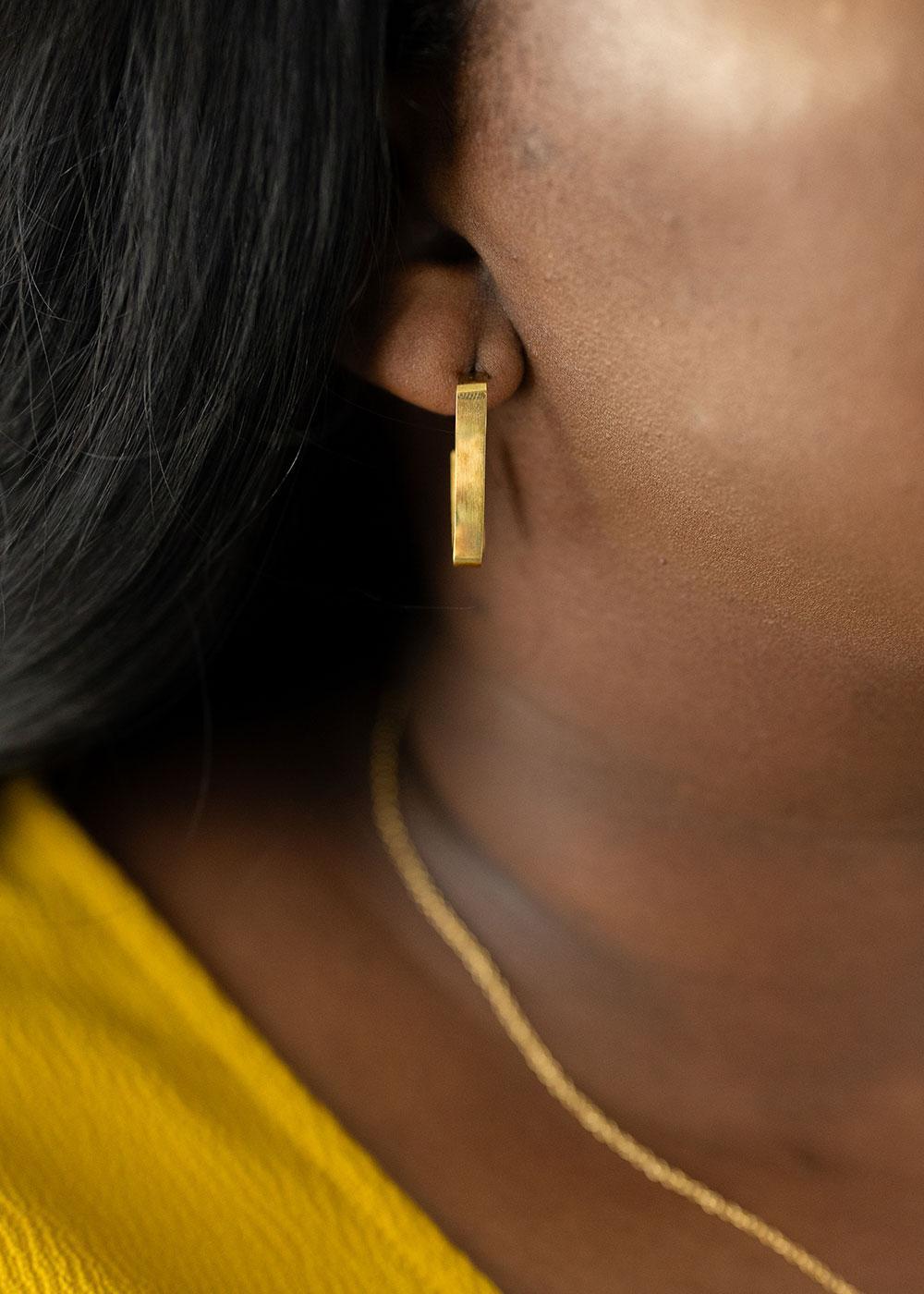 Rectangle Hoop Earrings | Silver or Gold