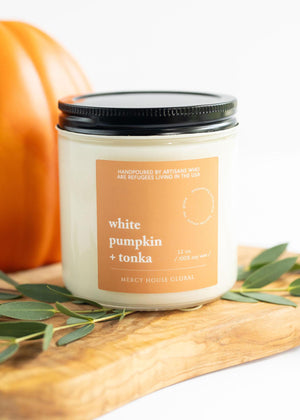 White Pumpkin + Tonka Candle | 12 oz Glass Jar