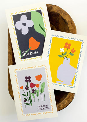 Floral Stamps | Set of 3 Greeting Cards