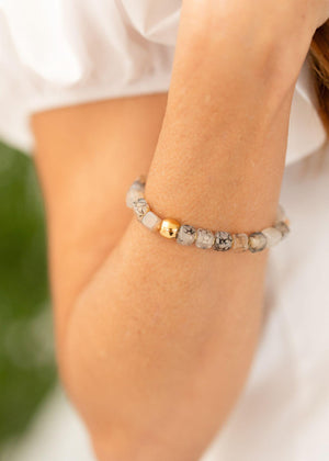 Hematite + Agate Beaded Bracelet
