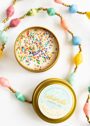 Celebrate Candle with Sprinkles | 3 oz Tin - Mercy House Global