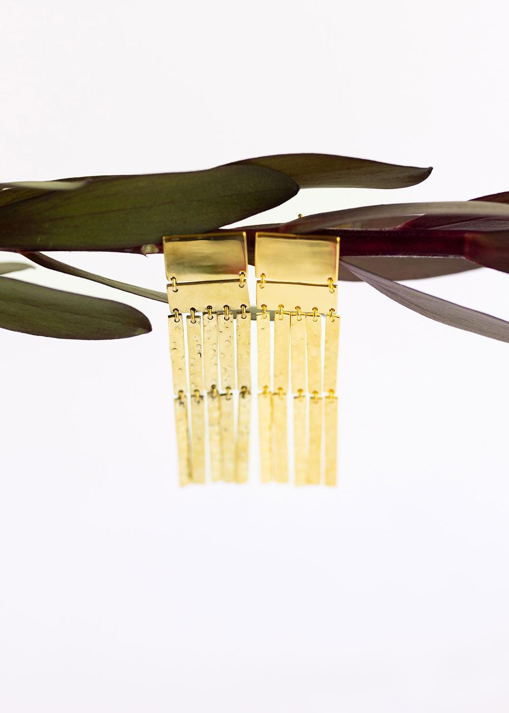 Shimmer | Hammered Gold Waterfall Earrings